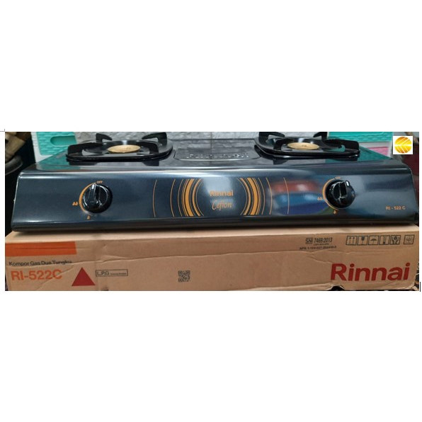 RINNAI Kompor Gas RI 522 C 2 Tungku BAHAN TEFLON ORIGINAL