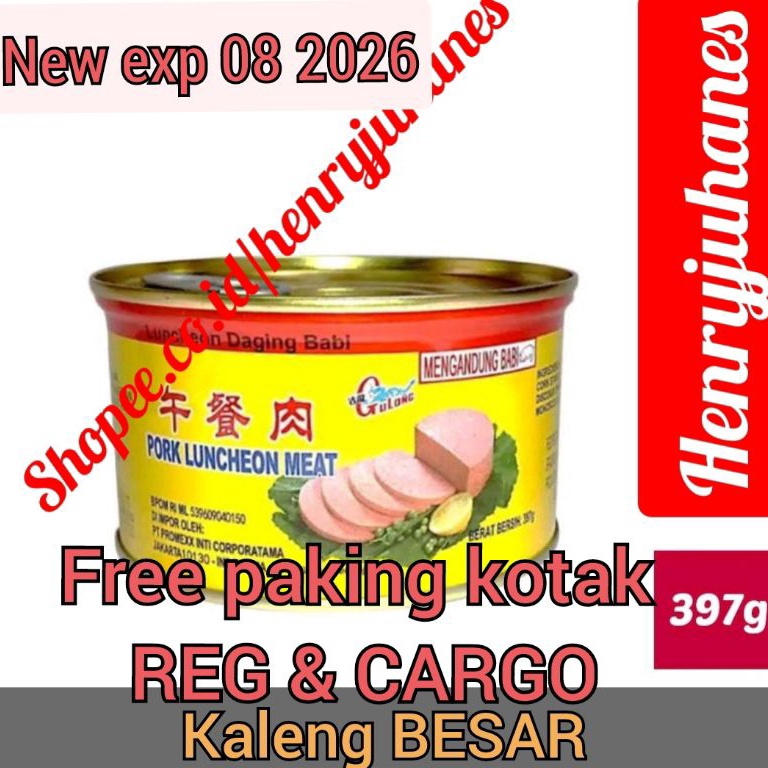 

Kirm Sek4rang 397 gram Gulong Canned Ham Pork Luncheon Meat pakiing kotak untuk reg dan cargo daging babi daging maling non halal Terjamin Bagus