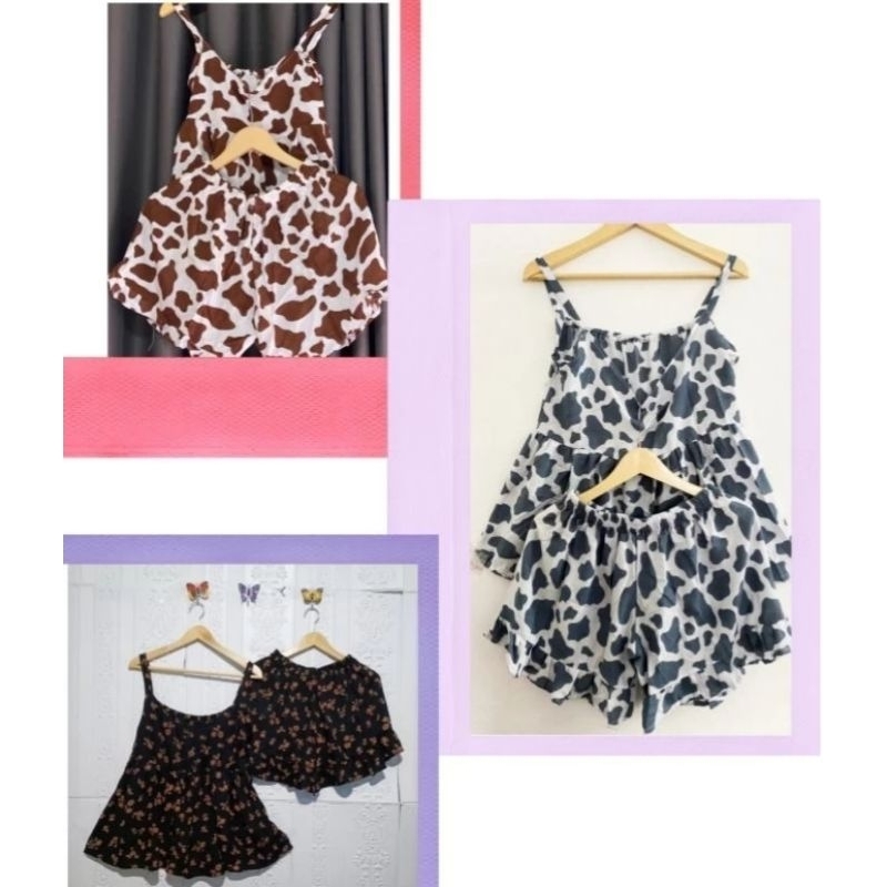 Setelan Tanktop Pendek Rayon Wanita - Set Kekinian