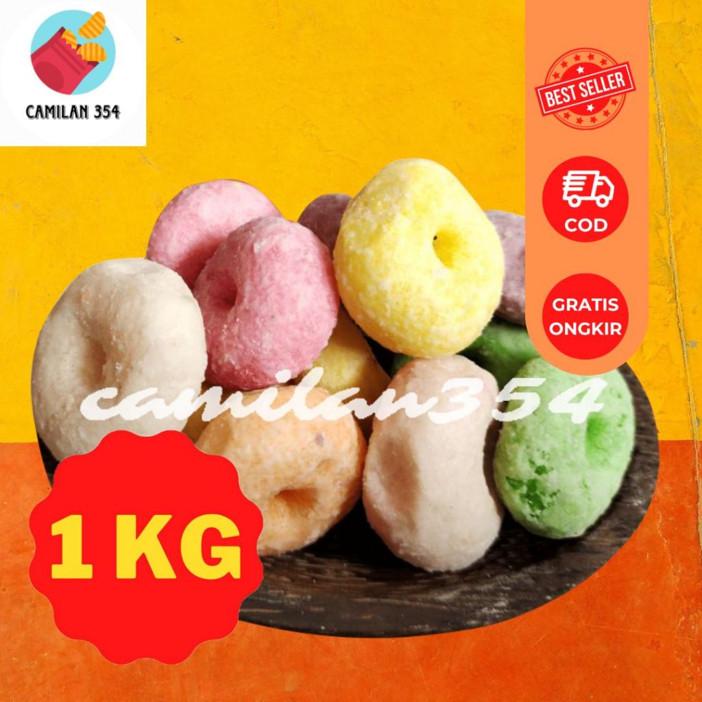 

[KILOAN] [RANDOM] Ladu Donat Warna Warni - 1000gr / Gembos Getas Tabur Gula / Kue Getas Manis