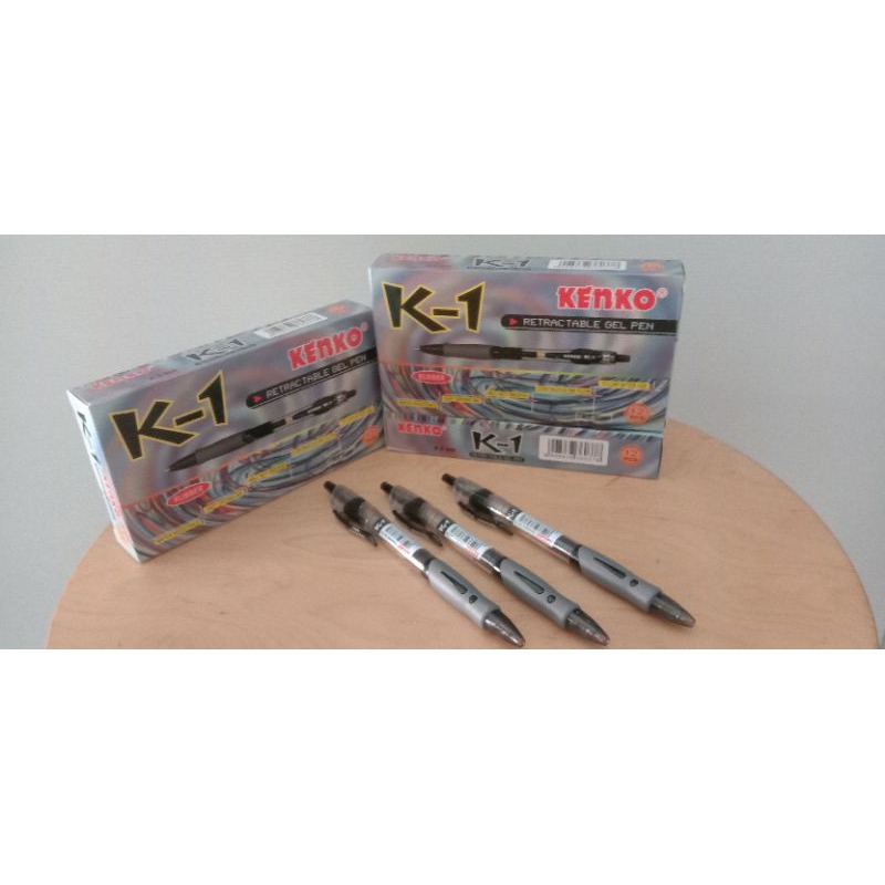 

Pulpen Gel 0.5mm Hitam Retractable Merk KENKO K-1 1pack/lusin