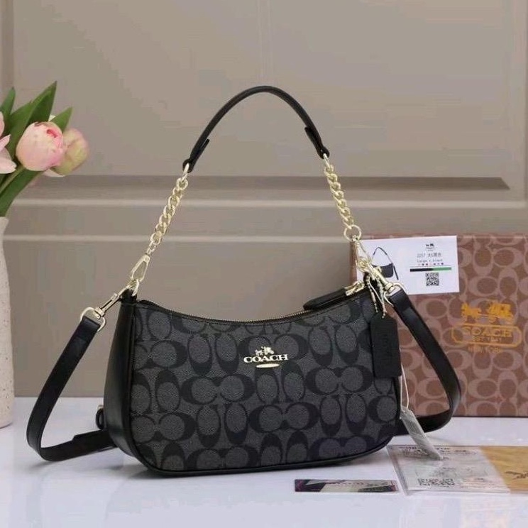 Tas Coach Slempang Terry Signature 2 tali premium Box 786CH Ready Stock