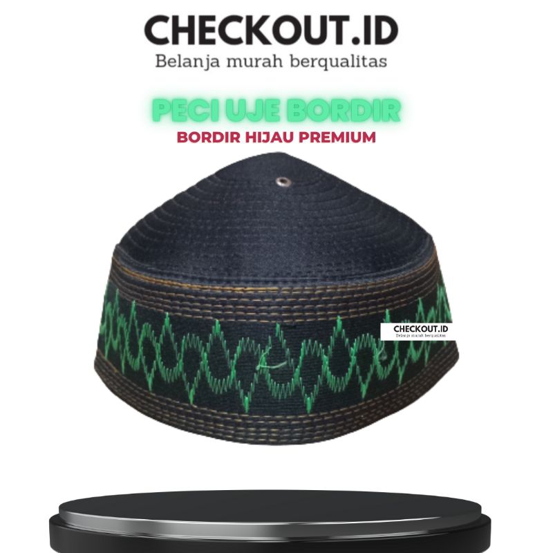 Peci Uje Peci Uje Full Bordir Hijau Elgant
