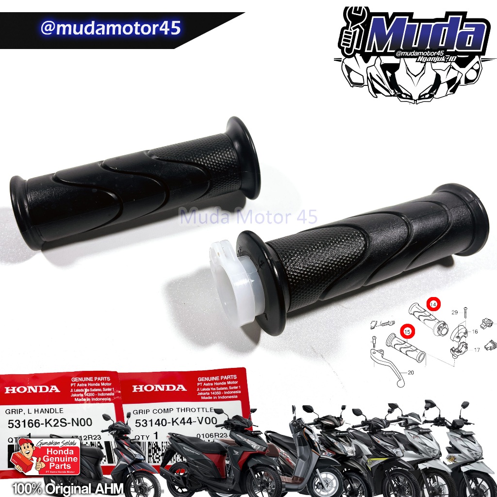 HAND GRIP VARIO BEAT SPACY SCOOPY 110 125 150 REVO ABSOLUTE FIT BLADE SUPRA X 125 53166-53140-KVB-KW
