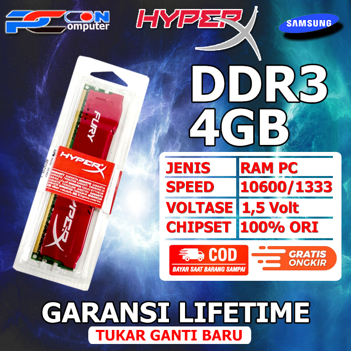 HYPER RAM MEMORY DDR3 4GB SAMSUNG HYNIX / RAM DDR3 4GB / RAM PC