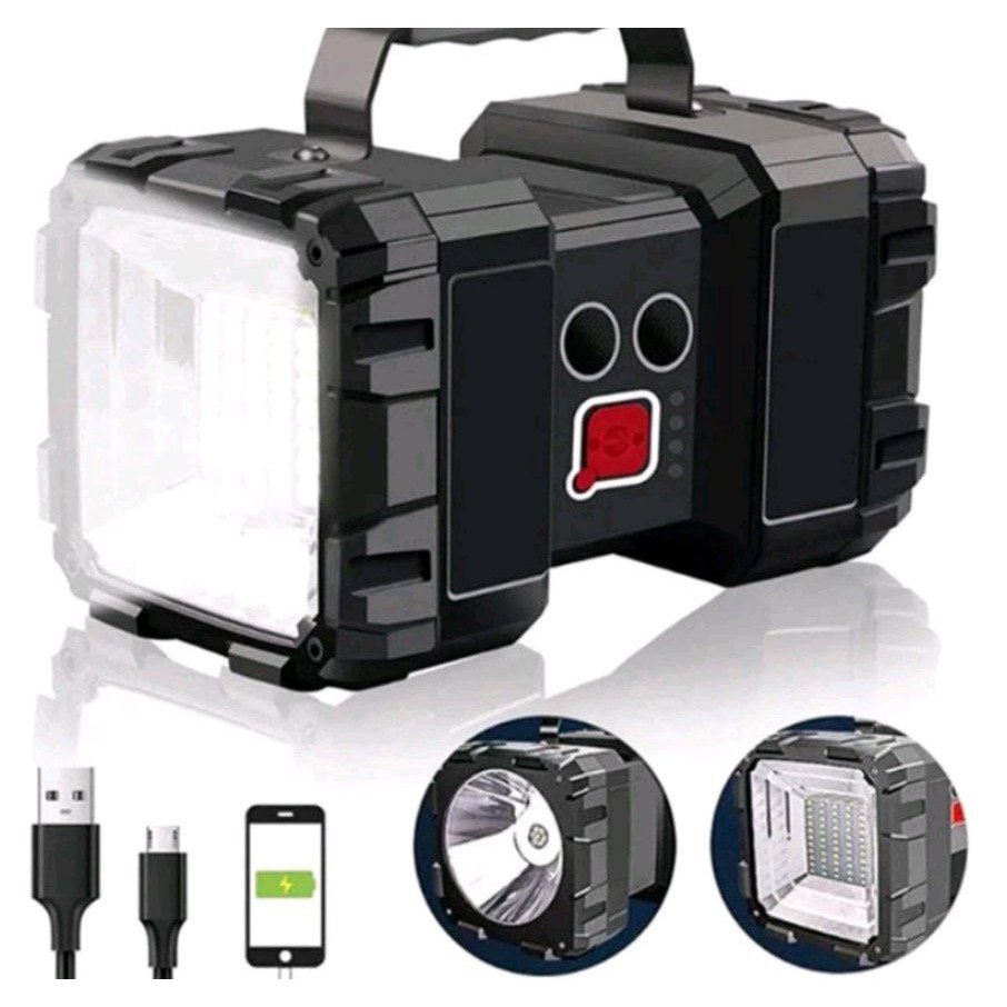 LAMPU SOROT SENTER LED XHP70 + 45 SMD LED SUPER TERANG USB CHARGE ORI