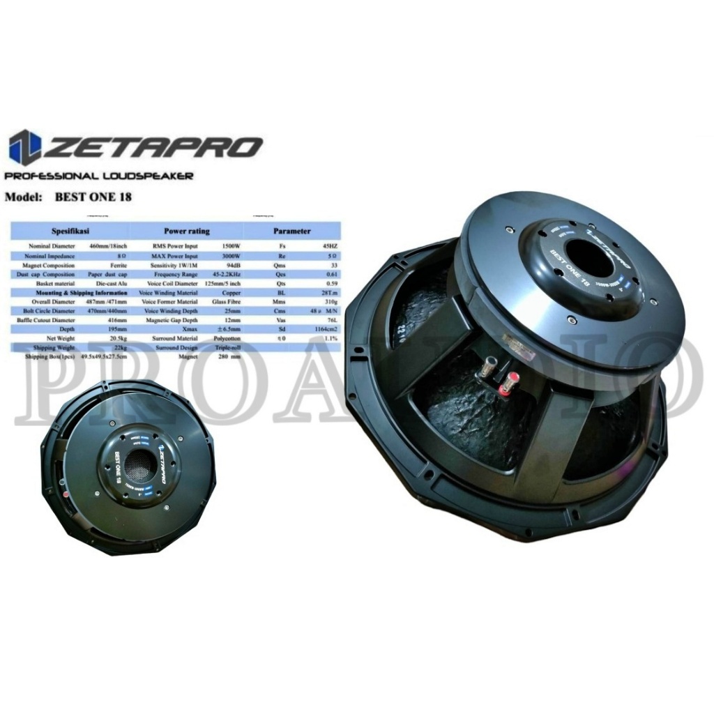 Komponen Speaker 18 Inch Zetapro Best One 18 / BestOne 18 Original