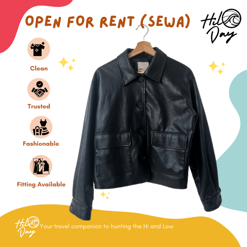 HILODAY Sewa SPAO Winter Jacket Black Leather Kulit Hangat