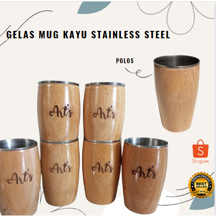 Souvenir Gelas Mug Kayu STAINLESS STEEL