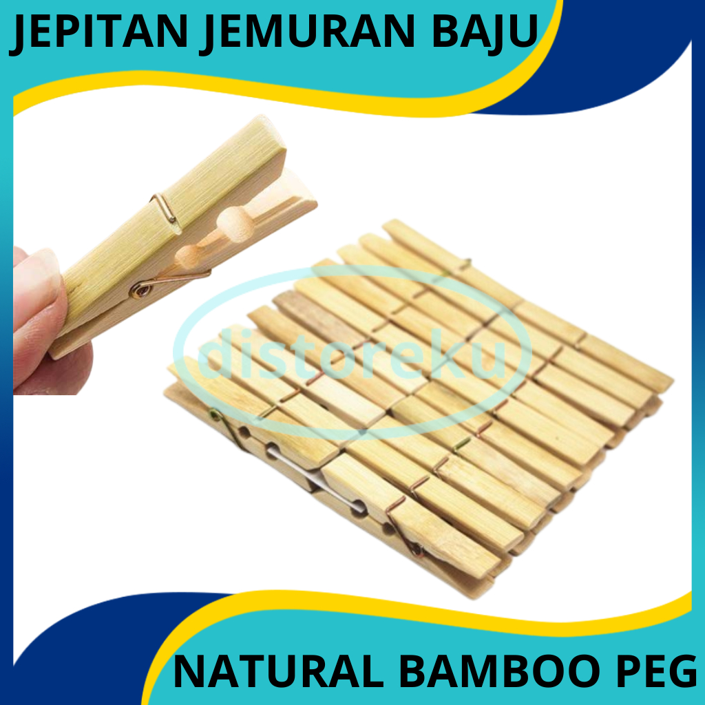 DM - Jepitan Jemuran Bambu Natural Bamboo Peg / Capitan Baju isi 20pcs