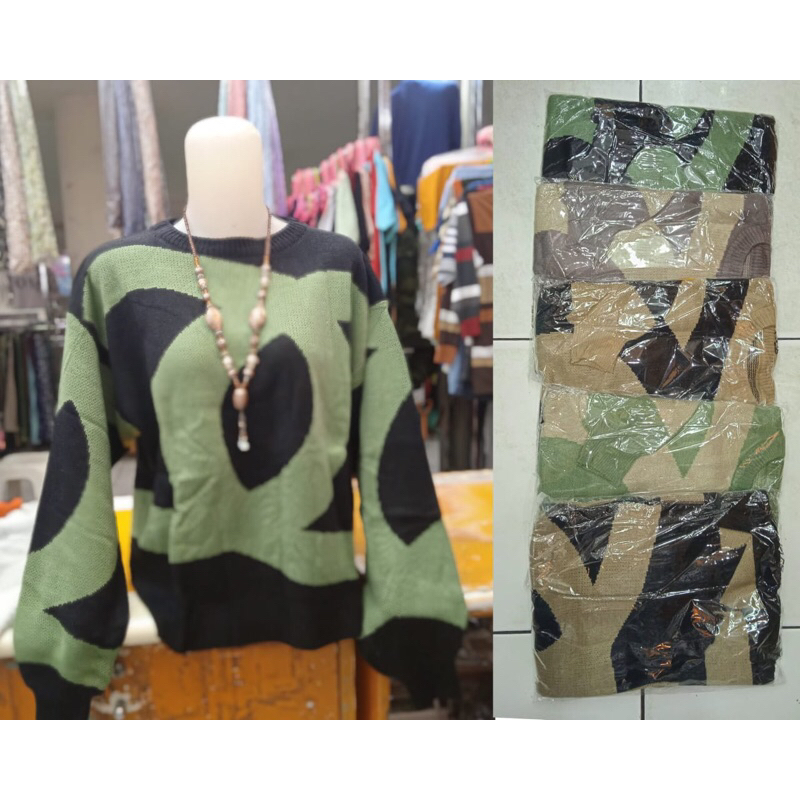 (Motif GC) Sweater Rajut Semi Cardigan Rajut Wanita Import/ Kaos Rajut Wanita Import Terbaru Keren