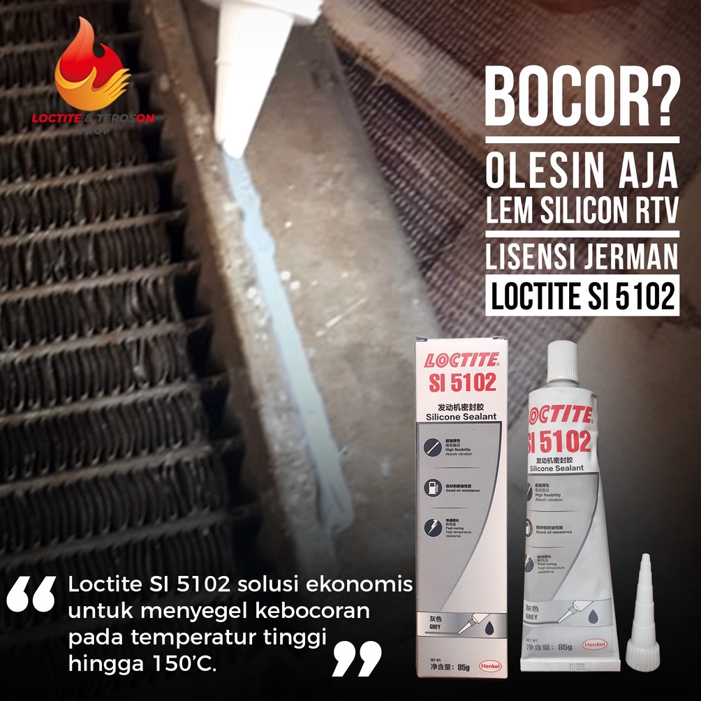 

Ready LEM SILIKON GASKET RTV TAHAN PANAS UNTUK PAKING MESIN DAN RADIATOR LOCTITE SI 512 3J
