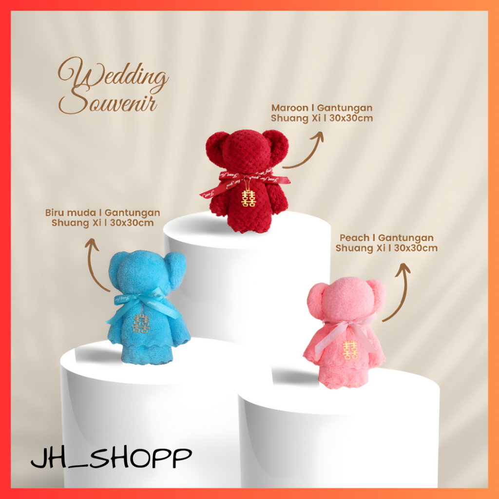 JH Souvenir pernikahan handuk boneka murah berkualitas free gantungan wedding bahan microfiber