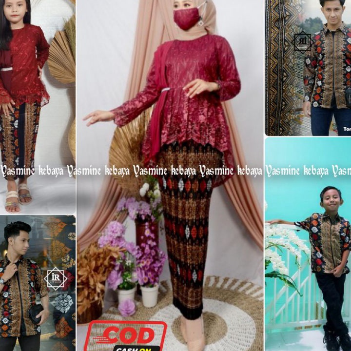 Ready stock COUPLE KEBAYA AURORA SELENDANG SET KEMEJA BATIK MODERN  COUPLE AURORA SELENDANG KELUARGA