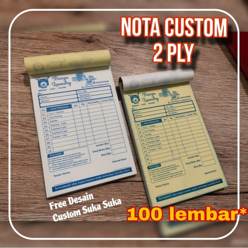 

Cetak Nota Custom 2 Ply Desain Nama Toko Sendiri ukuran 1/4 Folio Bon Kontan Sembako Makanan Pulsa Servis HP