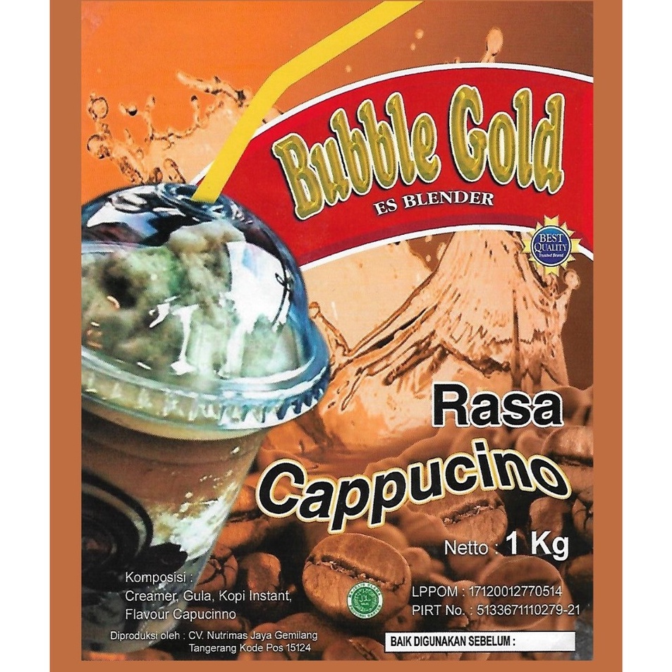 

KEMASAN 1KG BUBBLE GOLD CAPPUCINO SERBUK MINUMAN RASA CAPUCINO 1KILO