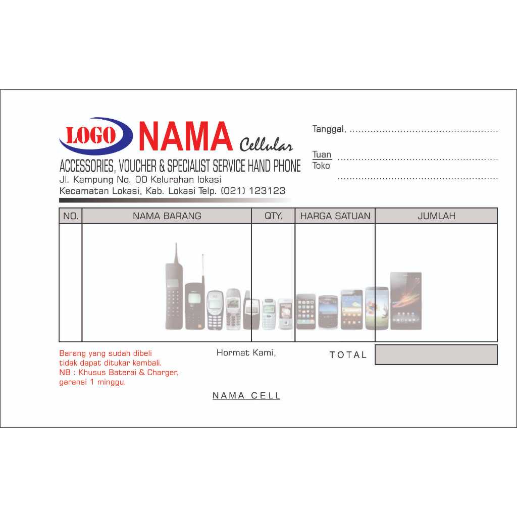 

Cetak nota kwitansi custom satuan 1 rangkap