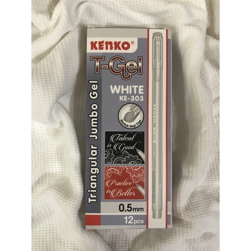 

[SATUAN] White Gel Pen KENKO KE-303 T-GEL Triangular Jumbo Gel 0.5mm