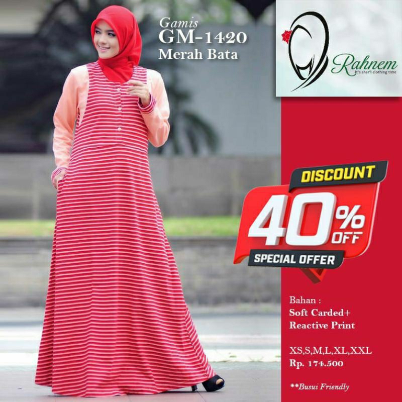 Gamis Rahnem GM 1420 Merah Bata