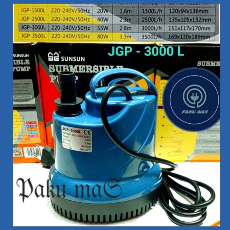 Pompa Celup pompa aquarium Sunsun 3000 pompa kolam ikan