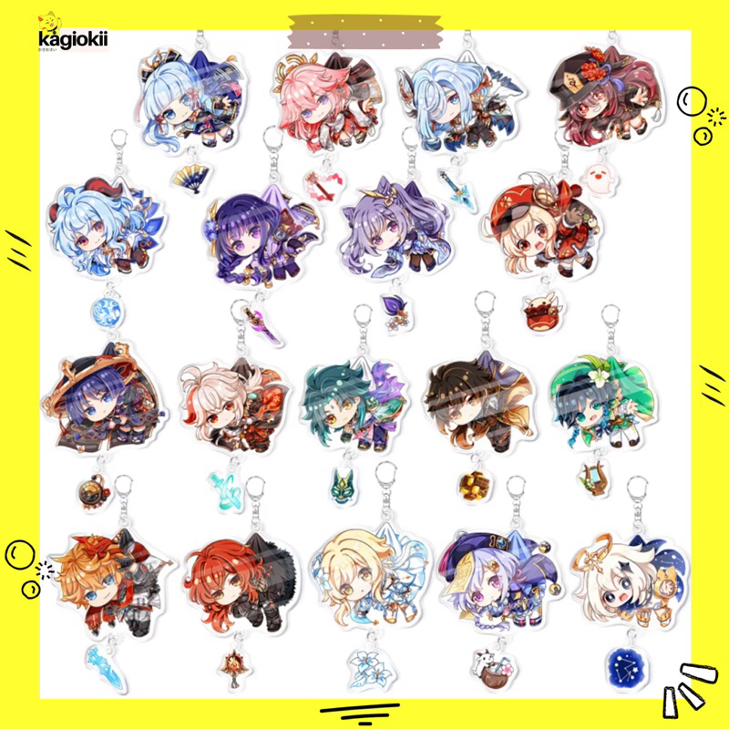 Keychain Akrilik Genshin Impact Game Hu Tao Childe Yae Miko Zhongli Xiao Scaramouche Nilou Kazuha Na