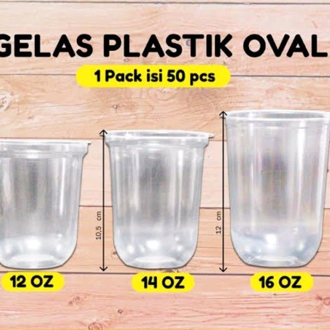 Gelas Plastik Oval 14 Oz | Minimal Pembelian 10 Gelas
