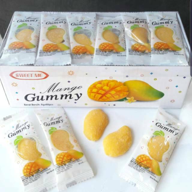 

SWEET ME MANGO GUMMY BOX ISI 60 / PERMEN LUNAK RASA MANGGA