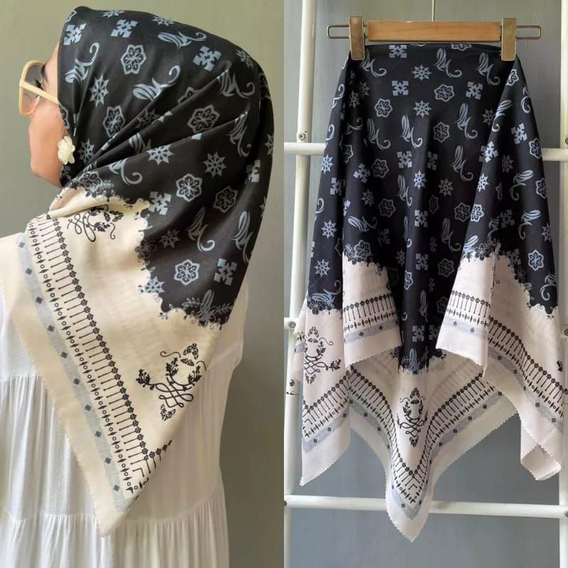kerudung segi empat motif terbaru motif warna hitam