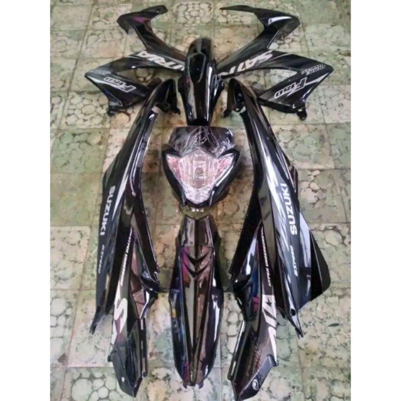 Cover dek body body fullset Suzuki Satria Fu f facelift new 2015 hitam plus sticker tebeng kempol ke