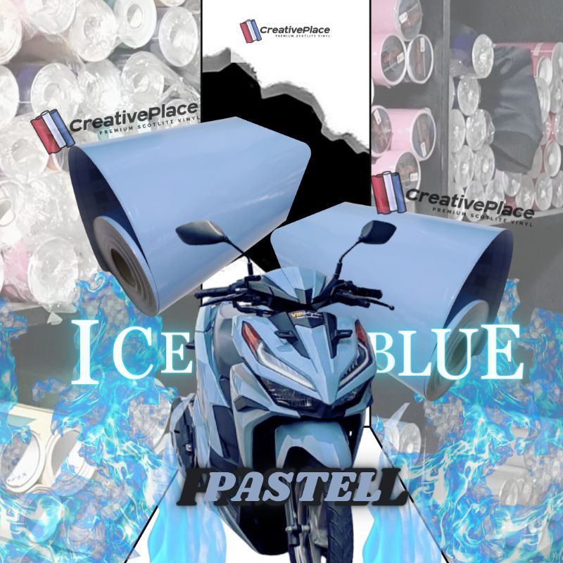 sticker skotlet motor biru pastel glossy premium / scotlite ice blue pastel glossy / skotlet biru mu