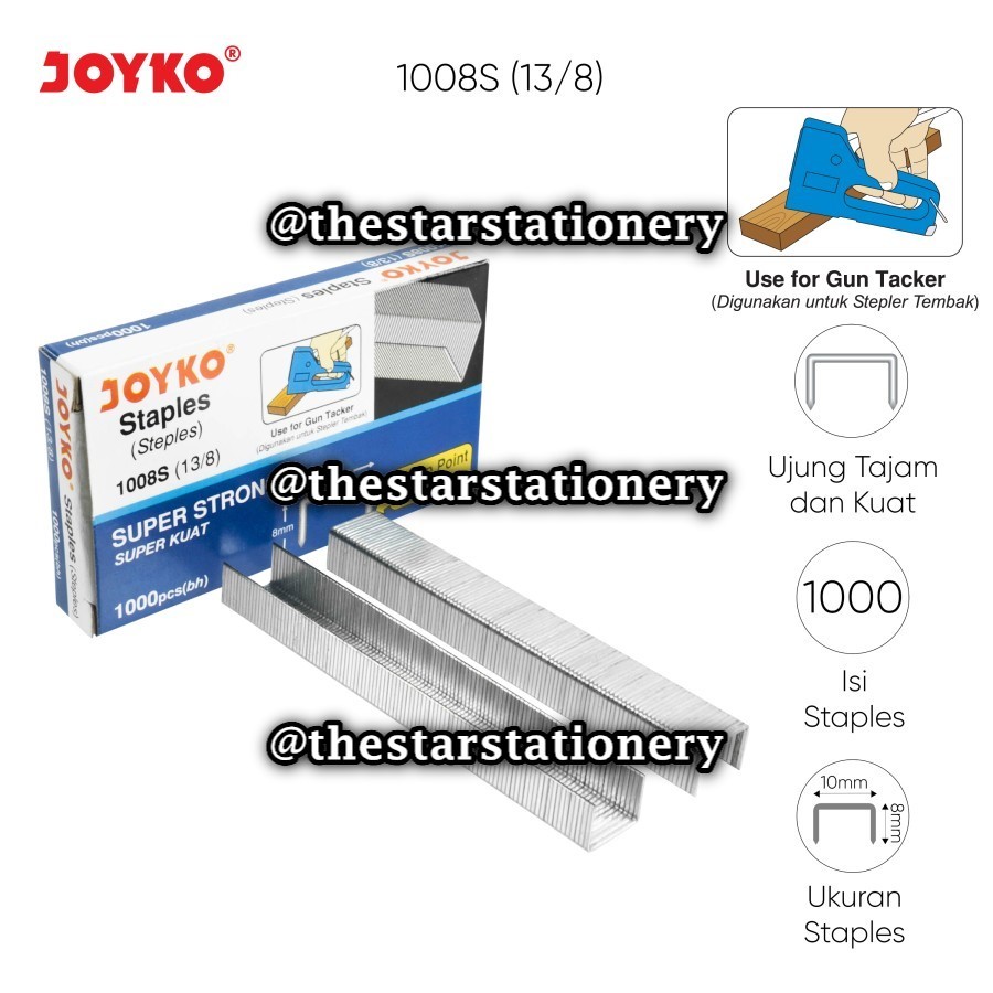 

(1 Kotak) GROSIR Staples Joyko 1008S / Isi Stapler Joyko 1008S(13/8) / Refill Gun Tacker Joyko 1008S