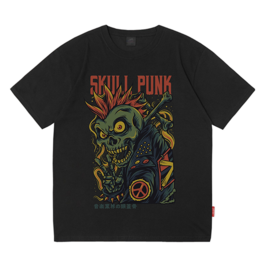 Kaos Tshirt Streetwear Artikel Skull Punk Vintage Cotton Combed Black Original - Thanksgiving