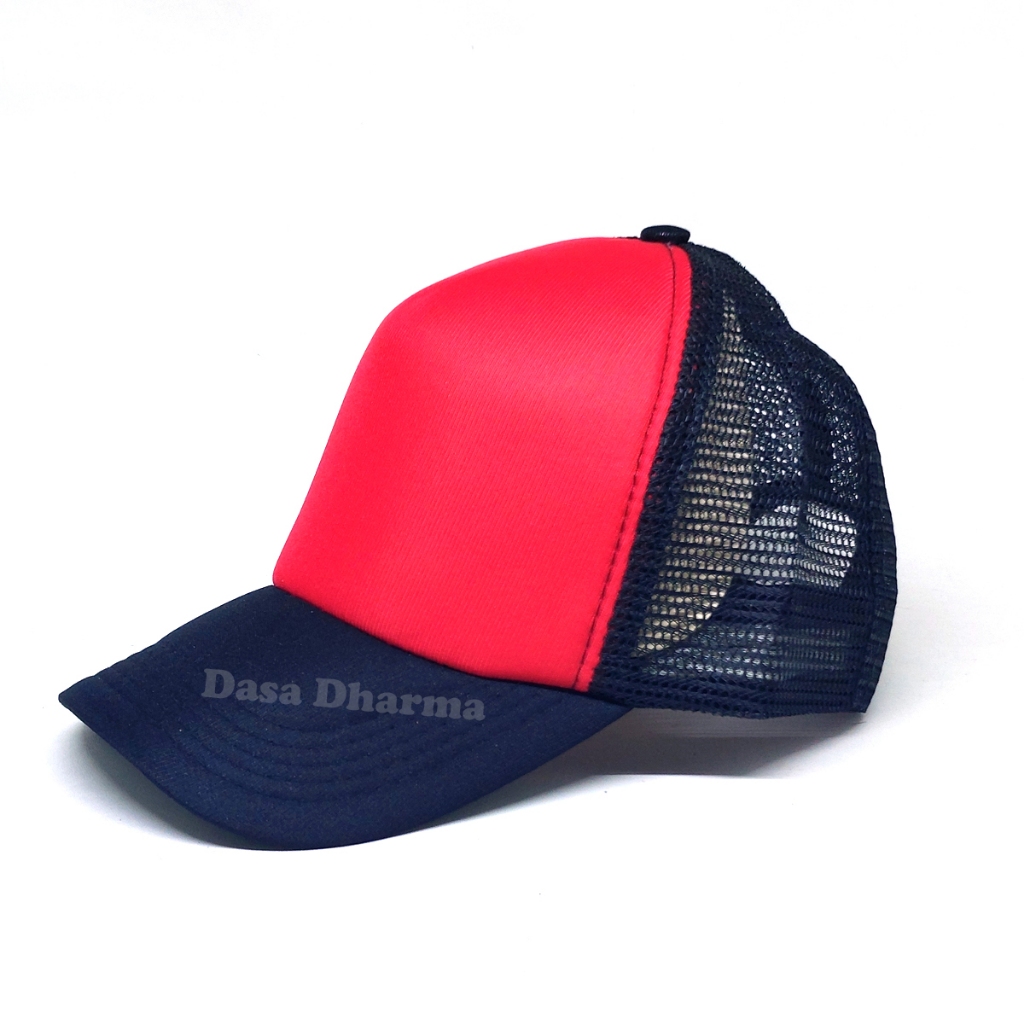 Topi Jaring Pria Dewasa Polos Merah Hitam