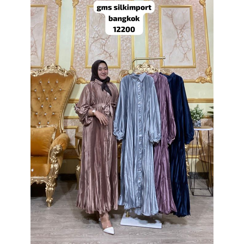 Gamis Silk long dress wanita silk bangkok dress pesta premium