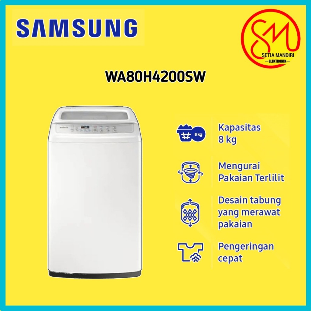 SAMSUNG 80H4200 Mesin Cuci 1 Tabung 8kg Top Loading 8 kg WA80H4200SW