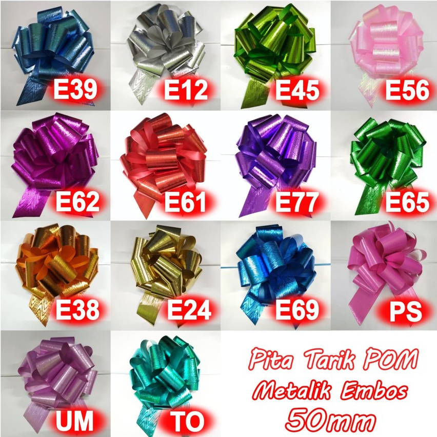 

SATUAN Pita Tarik Pom Metalik Embos 50mm Colorful Plastic Ribbon DIY Gift Parcel Birthday Wedding Anniversary Bahan Plastik Kertas Warna Warni Party Wisuda Engagement Graduate Bouquete Bucket Pesta Prakarya Kerajinan Craft Kesenian Ikat Pentacle Malang