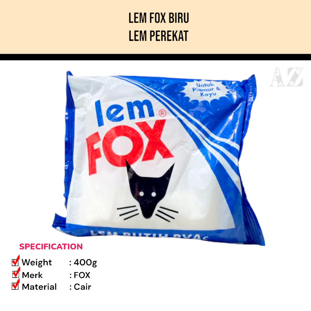 

Lem FOX Biru untuk plamur &Kayu | Netto 350g