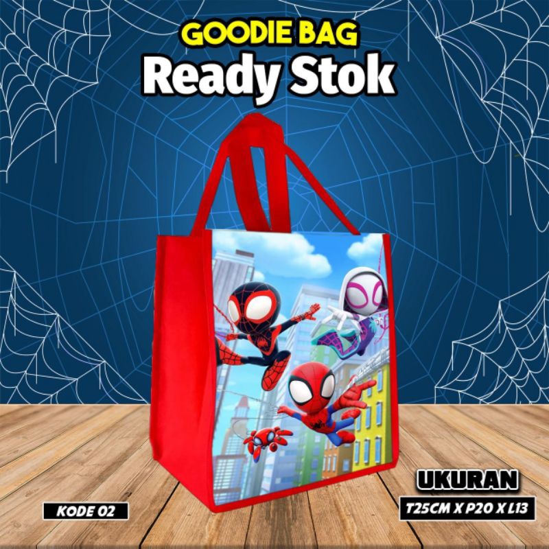 

{LANCAR 10Pcs} tas kantong makanan snacks/goodie bag karakter spiderman katalog 02/tas ultah/kantong