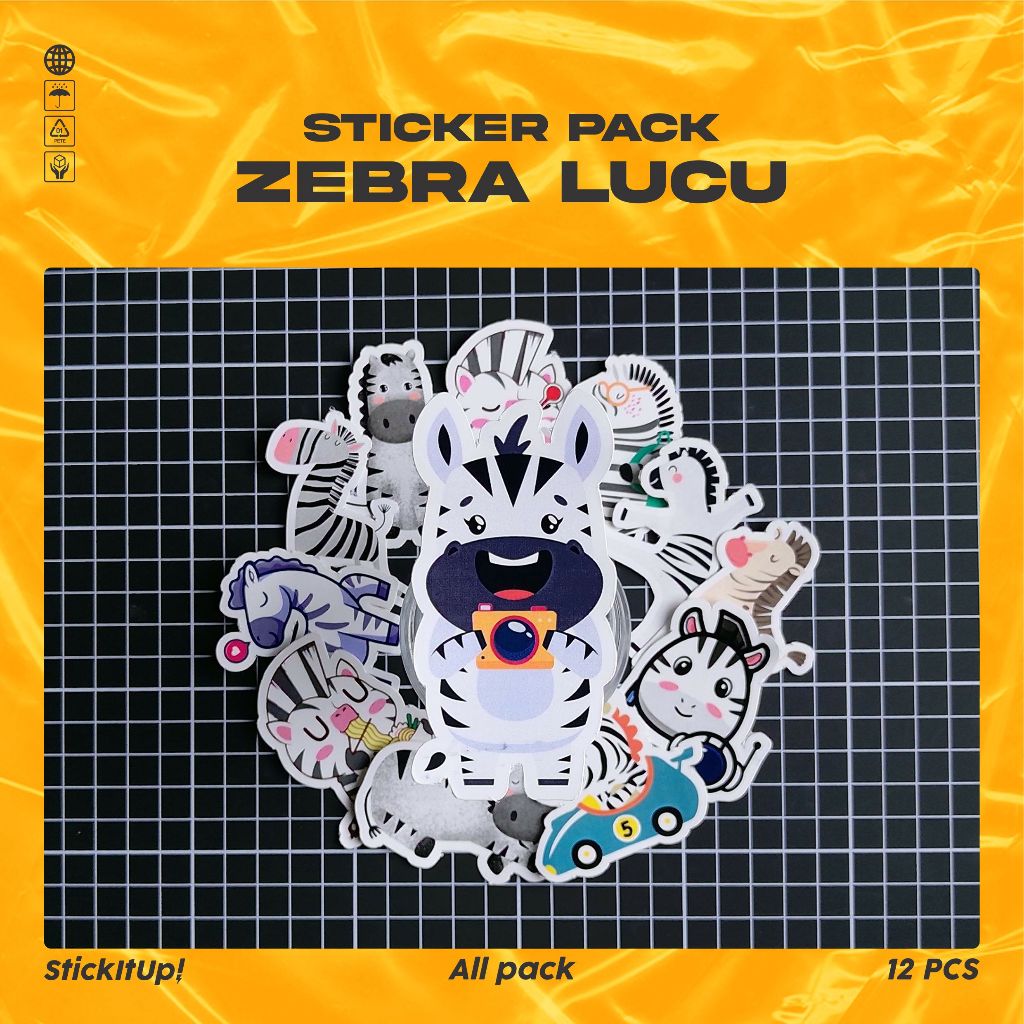 

COD✨ StickitUp Stiker Pack Zebra Lucu Untuk Koper Laptop Skateboard