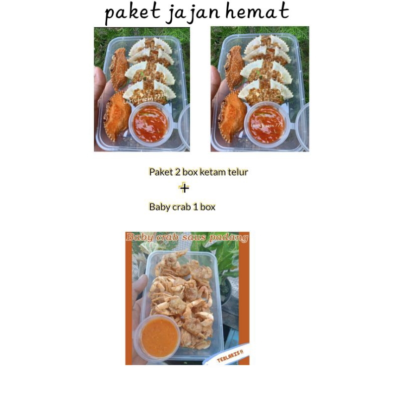 

Paket jajan hemat (ketam telur 2 box + baby crab 1 box)