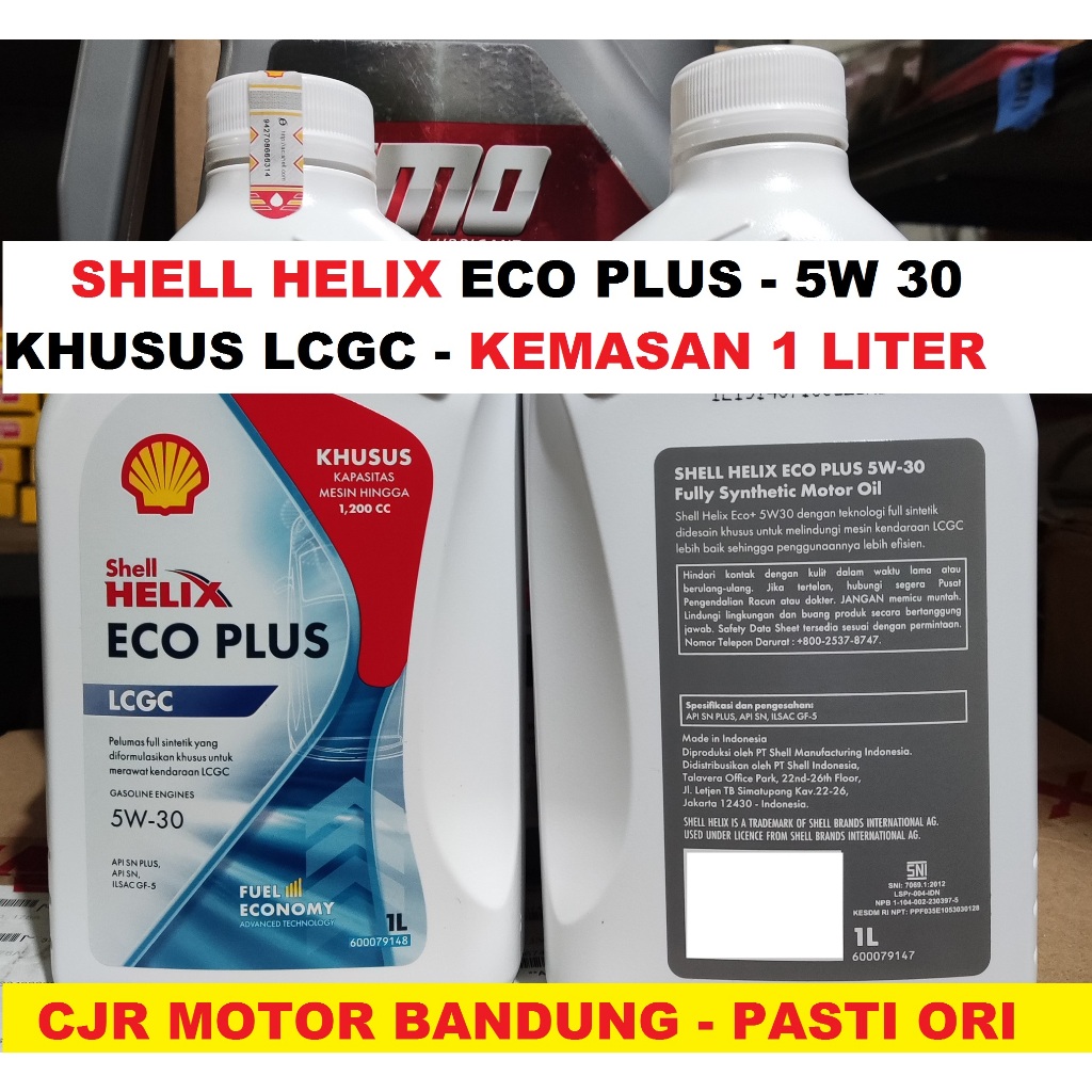 SHELL HELIX ECO PLUS 5W 30 botol 1L API SN oli mobil LCGC CALYA AGYA SIGRA AYLA BRIO KARIMUN