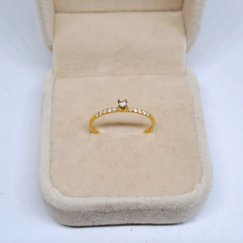 Cincin Emas Wanita Berlian Asli Model Solitaire