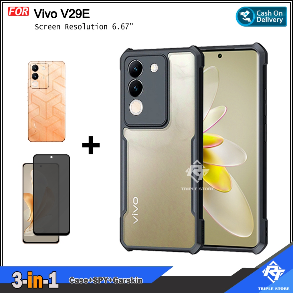 Paket 3in1 Case Vivo V29E V27E V25E V25 5G Vivo Y17s Y16 Vivo Y02 2022 Y02a Y02T Vivo T1 Pro 5G U10 