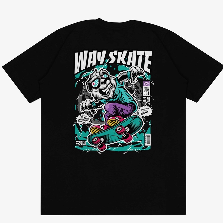 Way Kaos Dewasa Unisex  Kaos Pria  Kaos Distro  Kaos keren  Oblong  Tshirt Keren  Way Skate Black