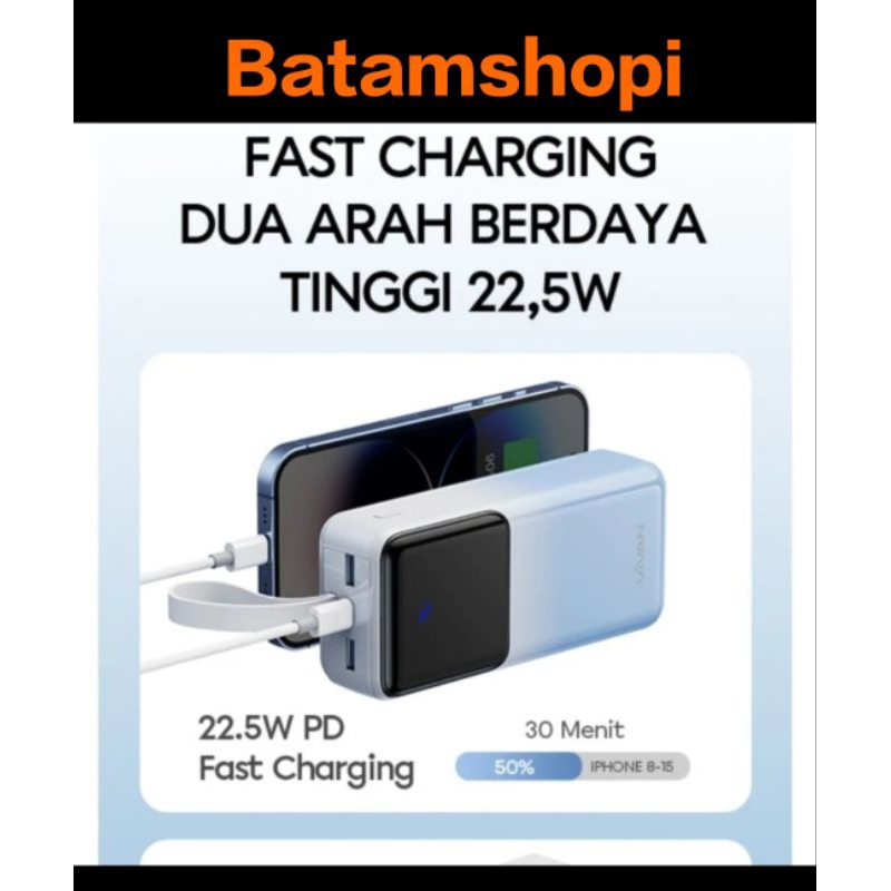 vivan vpb-d30 powerbank 30000mah fast charging 22.5w original digital