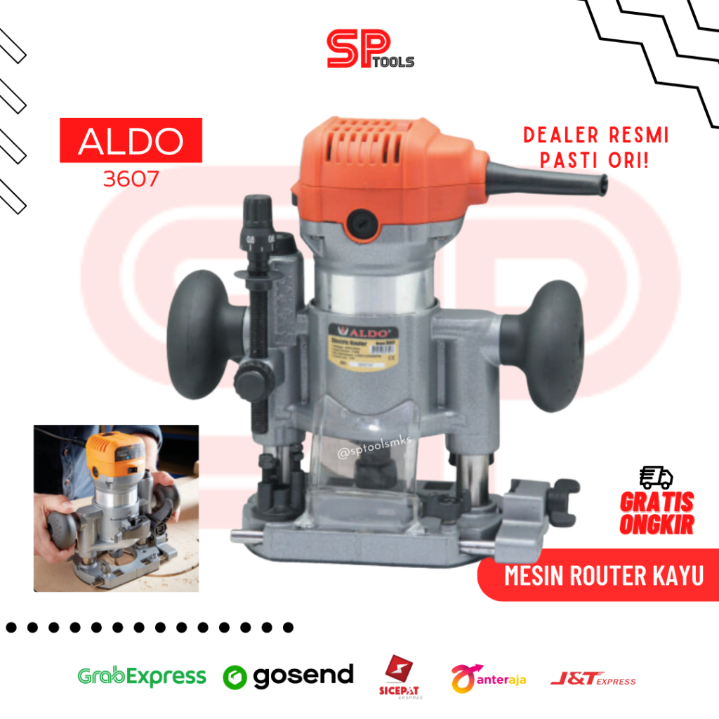 MESIN TRIMER TRIMMER ROUTER PROFIL KAYU 1/4" VARIABLE SPEED ALDO 3607