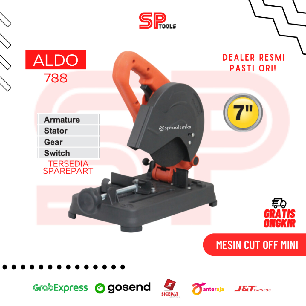 MESIN POTONG BESI CUT OFF / GERINDA POTONG DUDUK 7" 7 INCH ALDO 788