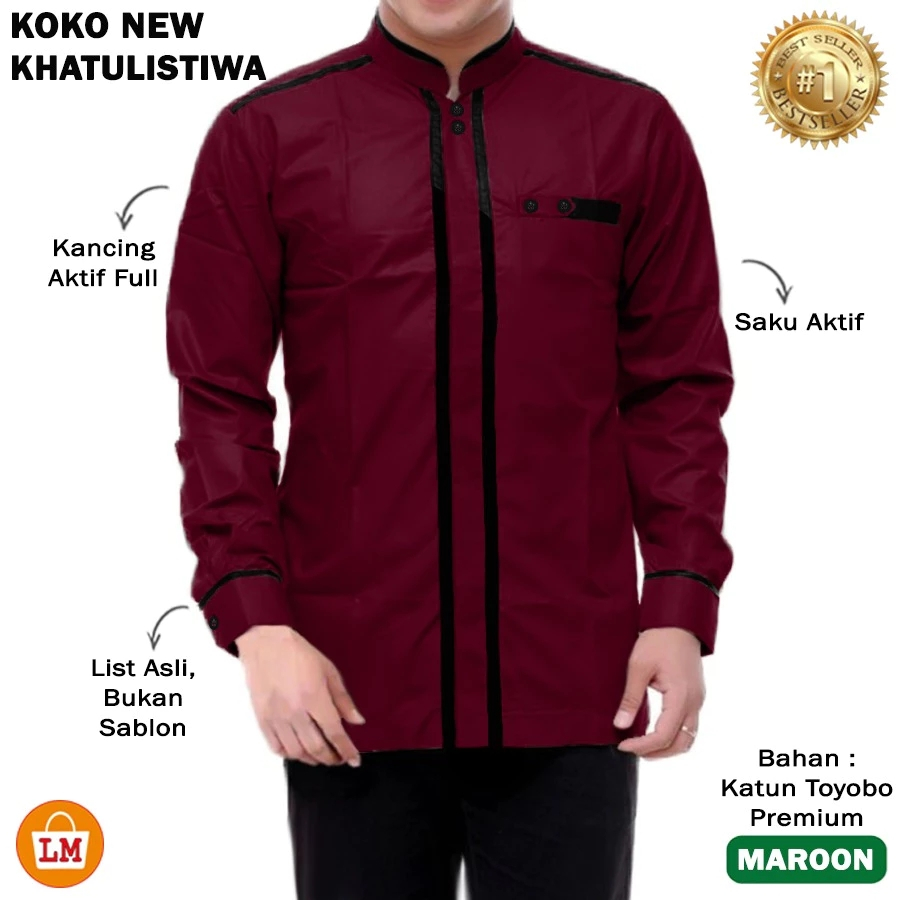 ABDULLAH 1 - BAJU KOKO KEMEJA KURTA PRIA LAKI LAKI MUSLIM DEWASA BAPAK BAPAK S M L XL XXL 3XL KATUN 