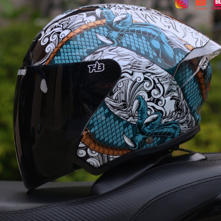 HELM RSV New Wintail Ryujin PAKET GANTENG visor Darksmoke HALF FACE RSV