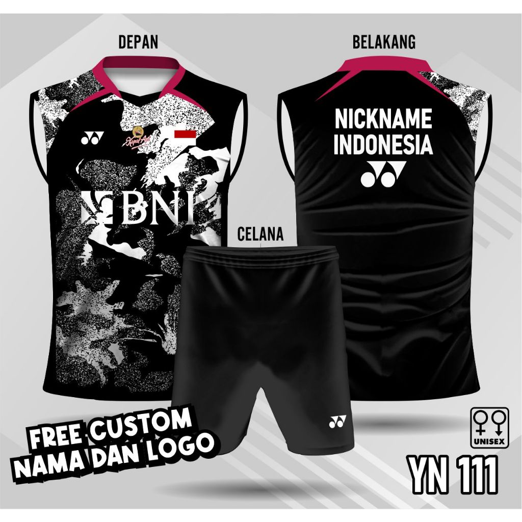 jersey setelan badminton singlet bwf jersey buku tangkis bwf tanpa lengan free custom nama